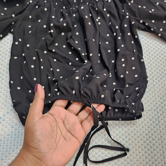 Streetwear Society Black Polka Dot Off-Shoulder Top in XL - Picture 5 of 5